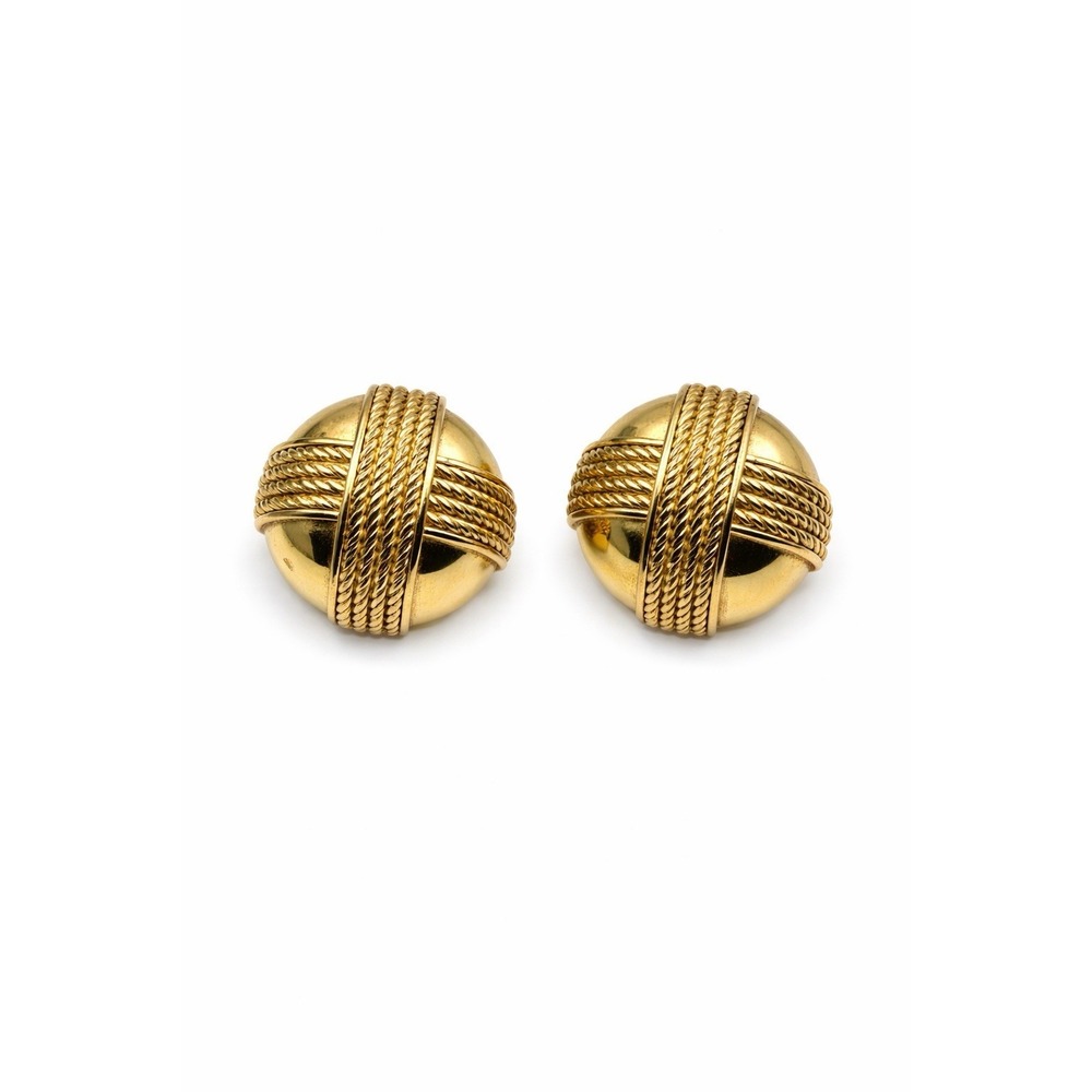 Givenchy Dome Earrings Rope Cross Gold Tone Vintage Couture